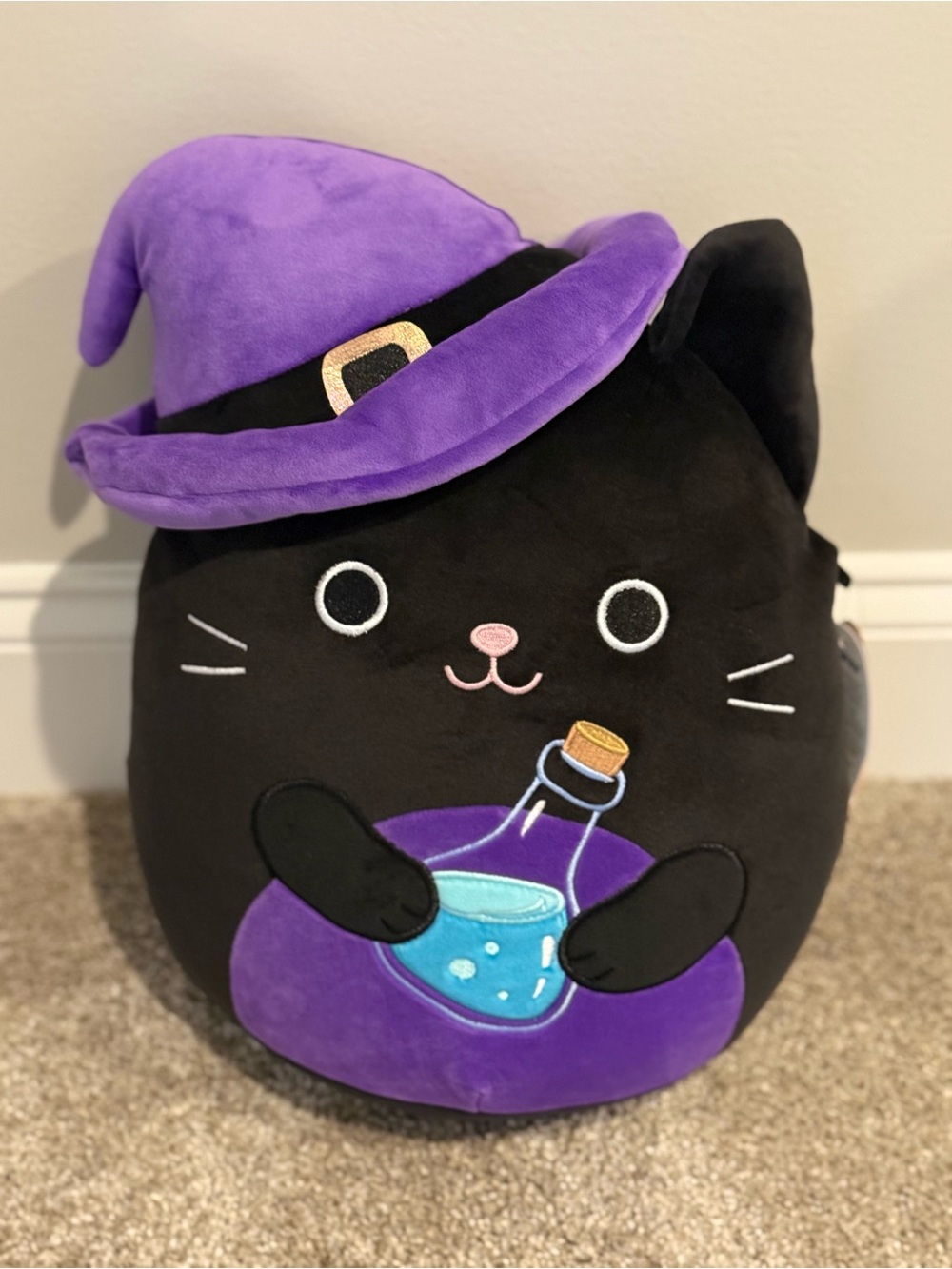 Squishmallows Black & Purple Witch Cat Plush Autumn